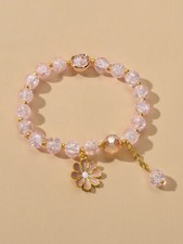 Handmade Beads Chain Flower Charm Bracelet Sweet Girls Teens Jewelry Dainty Gift Ethnic Bracelet price