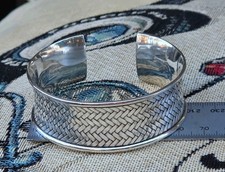 VINTAGE SOLID 925 STERLING SILVER  ~42 Grams WOVEN CUFF BANGLE 60 cm Ethnic Bracelet price