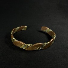 Vintage South Western Mixed Metal Brass Copper Silver Tone TWISTED CUFF Jewelry Ethnic Bracelet price