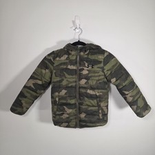 Under Armour Storm Green Camo Reversible Puffer Jacket Youth Small Hooded Zip Up Boys' Coat price