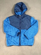 Old Navy Loose Sherpa Pocket Hooded Jacket Boys L (10-12) Blue Full Zip Winter Boys' Coat price