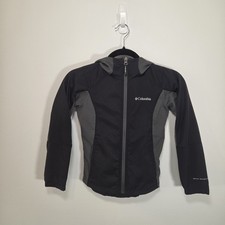 Columbia Youth S 8 Black Gray Omni-Shield Hooded Jacket Full Zip Sportswear Boys' Coat price