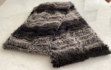 Plush Faux Fur Winter Scarf Grey Black Soft Cozy Warm Neck Warmer Loop Wrap. Scarf price
