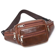 Men's PU Leather Waist Bag Crossbody Bum Bag Belt Fanny Pack Shoulder Black Travel Bag price