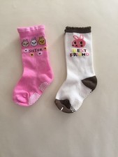 SET of 2 ×  Toddler Kids Girl Cotton Socks with skid sole 1-3 years old Girls' Socks Set price