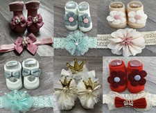 Baby Girl Newborn Infant Headband Wrap Soft Bow And Socks Set Girls' Socks Set price