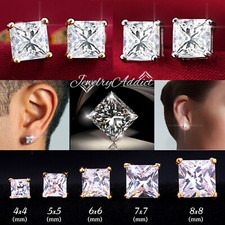 18K GOLD GF 3mm-10mm MENS WOMEN KID CT SQUARE DIAMOND STUD EARRINGS EAR Piercing Diamond Earrings price