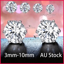 24K WHITE GOLD GF SILVER CT LAB DIAMOND MENS LADY KIDS SOLID ROUND STUD EARRINGS Diamond Earrings price