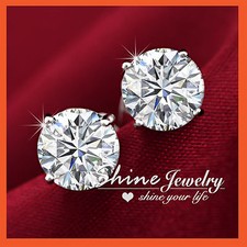 18K WHITE GOLD GF SIMULATED DIAMOND MEN WOMEN GIRLS ROUND STUD EARRINGS JEWELRY Diamond Earrings price