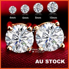 9K GOLD GF SIMULATED DIAMOND SOLID MENS WOMEN KIDS CLASSIC ROUND STUD EARRINGS Diamond Earrings price