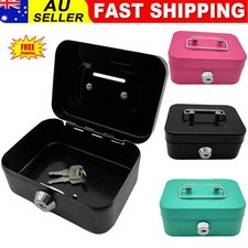 Metal Cash Box Money Bank Deposit Steel Tin Security Safe Petty Key Lockable AU Safe price