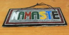 Handcrafted NAMASTE Natural Slate Stone Carve Wall Hang Art Sign Plaque Engraved Natural Stone Wall Art price