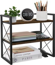 Desktop Shelf Organizer, 2 Tier Office Shelves, Wood Desk Organizer Storage Rack Office Shelving price
