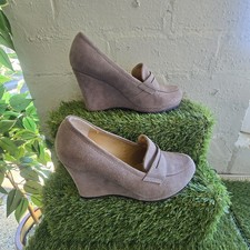 Tony Bianco Taupe Suede Wedge Heels Womens AU 7 Loafer Platform Shoes Wedge Heels price