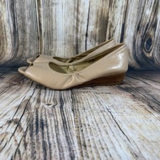 Naturalizer Copper Nude Leather Peep Toe Wedge Heels Womens 10 Chic Comfort Wedge Heels price