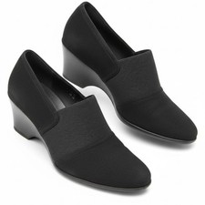 Coach and Four Black Slip-On Wedge Shoes Fabric Upper Comfort Loafer – Size 10 Wedge Heels price