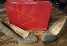 Aerosoles Women's Green Suede Wedge Pump Round Toe Slip On Size 9 Wedge Heels price