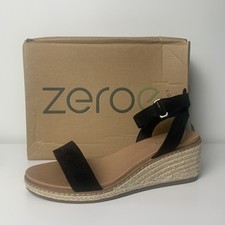 Zeroe By Airflex Wide Fit Size 9 Wedges Heels Black Koko Vegan Strappy Velvet Wedge Heels price