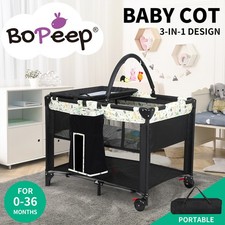 Bopeep Baby Cot Bed Crib Portable Bassinet Safety Rails Fence Foldable Travel Baby Cot price