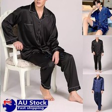 Mens Silk Satin Pajamas Set Pyjamas for men Loose Sleepwear PJ Set Nightwear AU Men's Pyjamas price