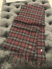Gucci Men’s Plaid Wool Scarf Red/Black/Grey Fringe Logo Accents Men's Scarf price