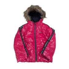 Tommy Hilfiger Girls Pink Metallic Puffer Faux Fur Hood Fleece Lined Size 6 Girls' Coat price