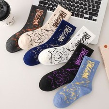 5pair/set Soft Graffiti Printed Socks Sweat Absorbing Men's Socks  Home Wear Men's Socks Set price