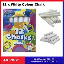 12 White /  Coloured Dustless  Chalk Sticks Make Fun for kids Chalk price