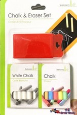 White Colors Chalk and Eraser Duster Set Kids Educational Kit Home School P902 Chalk price