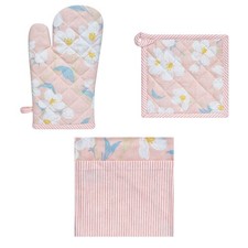 Set of 3 Renee Cotton Cover Kitchen Textile Rose Pink Kitchen Textile Set price
