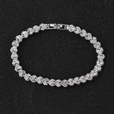 Gorgeous Wedding Jewellery Rhinestone Decor Silver Heart Bracelet for Women Silver Bracelet price