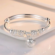 925 Sterling Silver Hollow Bell Bangle – Adjustable Bracelet for Women Silver Bracelet price
