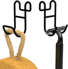 Shower Caddy Hooks, Razor Hanger for Shelf and Loofah (Black - 1 Closed 1 Open) Corner Shelf & Sponge Holder price