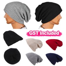 Mens Women Unisex Slouch Baggy Oversized Warm Ski Rib Knit Beanie Hat Cap Winter Unisex Beanie price