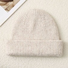 Solid Color Knit Beanie, Unisex Minimal Cuffed Warm Winter Hat with Slim Face De Unisex Beanie price