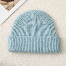 Solid Color Knit Beanie, Unisex Minimal Cuffed Warm Winter Hat with Slim Face De Unisex Beanie price