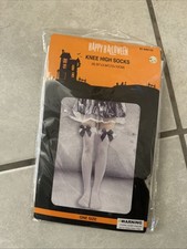 NIP Lace Garter w Black Ribbons and White Socks 29" Over the Knee High Momentum Knee-High Socks / Garter Stockings price