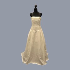 Pearl Collection Jordan Fashions Wedding Dress Satin Beaded A-Line Ivory Size 10 Wedding Dress price