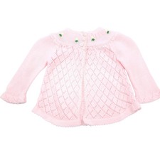 Tiny Togs Mervyn's Vintage Pink Pointelle Knit Floral Cardigan Sweater 0-6M Girls' Sweater & Cardigan & Knitwear price