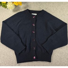Julius Berger Vintage 80s Navy Blue Knit Acrylic Cardigan Preppy Sweater 4T USA Girls' Sweater & Cardigan & Knitwear price