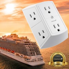 6 Outlet Grounded Wall Tap Adapter Multi Plug Extender for Travel Cruise Ship Electric Kitchen Appliances (Display-Outlet) price
