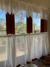 Cafe Curtain Lace Set-EMMY -rod pocket - set top & bottom -IVORY-caravan-kitchen Sheer Curtain price