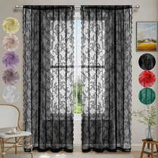 1pc Lace Curtains Rod Pocket Window Sheer Voile Curtain Bedroom Home Decor Sheer Curtain price