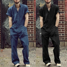 New Male Jumpsuit Men Short Color Sleeve Basic Work Coverall Loose Overalls Men's Jumpsuit price