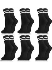 Women’s Socks, Set Of Six, Black With White Strips Women's Socks Set price