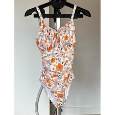 One Piece Swimsuit Womens Floral Boho Cottage Small Cream Orange Modest Swimwear price