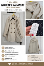 CAMAÏEU raincoat women S  8 / 10 detachable hooded Women's Raincoat price