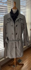 London Fog Women’s L Trench Raincoat Black White Check Belted Lined Classic Women's Raincoat price