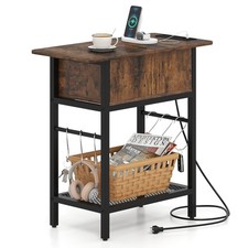 Narrow End Table with Charging Station Skinny Sofa Side Table with Compartment Sofa Side Table price