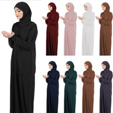UK One Piece Muslim Womens Prayer Dress Islamic Hijab Abaya Khimar Jilbab Kaftan Abaya price